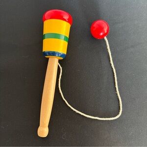 Wooden Ball-and-Cup Toy - Yellow and Red